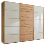 SCHWEBETÜRENSCHRANK  in Champagner, Eiche Bianco  - Eiche Bianco/Champagner, Natur, Glas/Holz (300/217/67cm) - Linea Natura