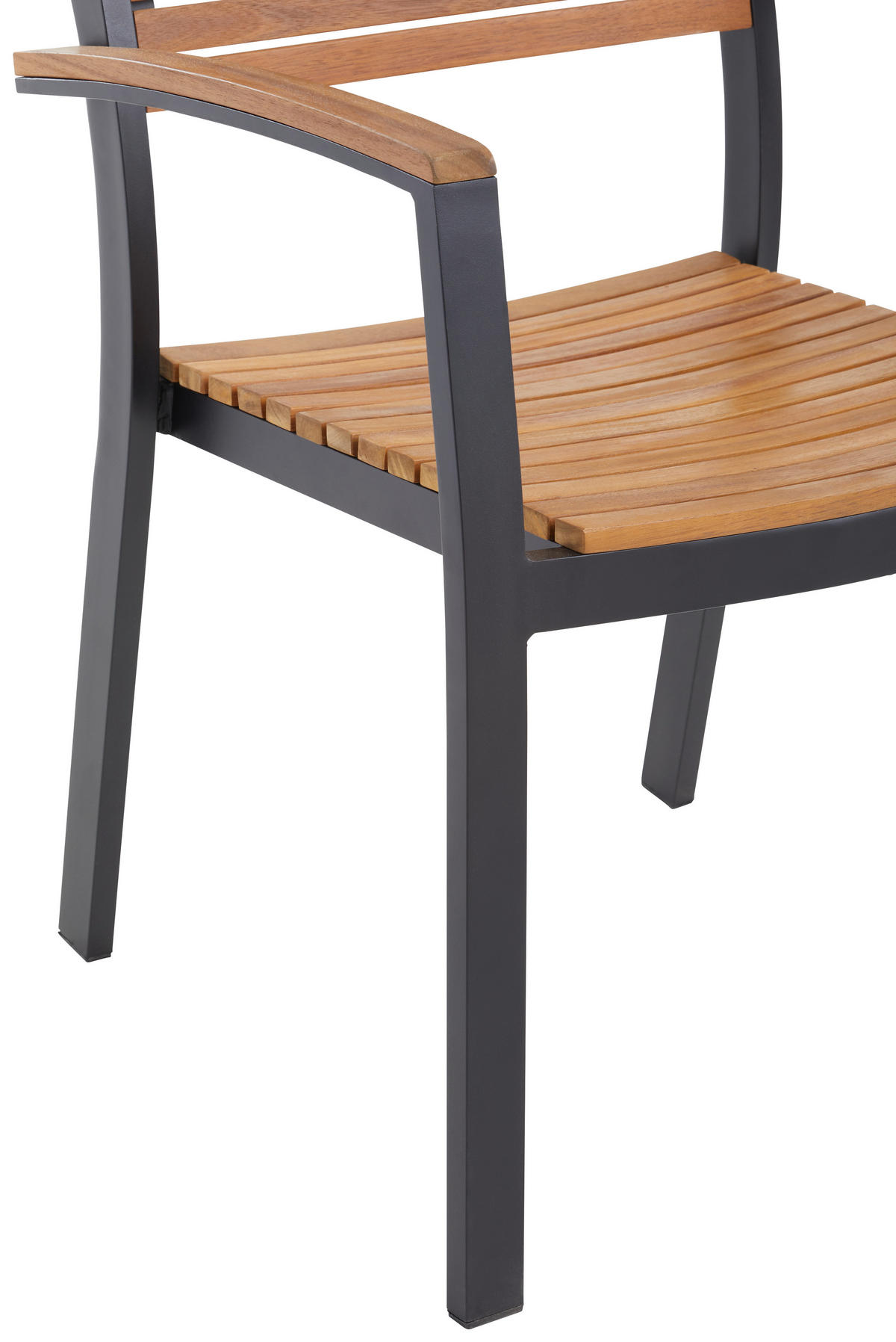 GARTENSESSEL Akazie Aluminium Schwarz, Teakfarben  - Schwarz/Teakfarben, MODERN, Holz/Metall (59,5/88/58cm) - Ambia Garden