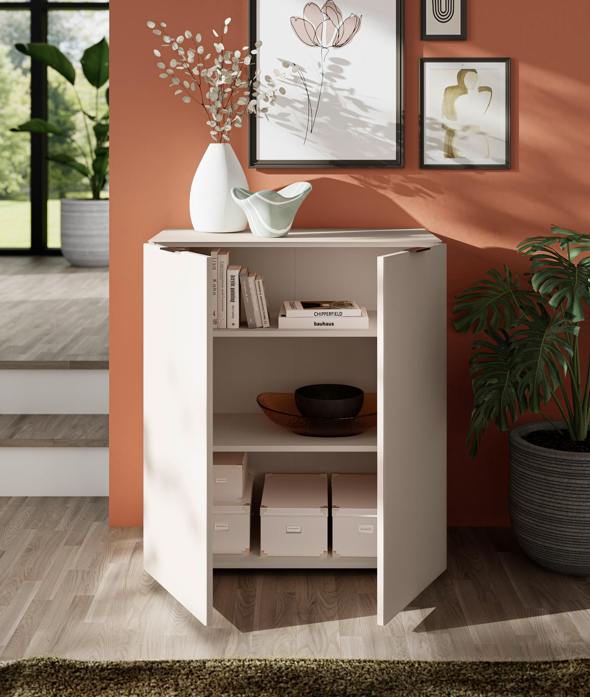 KOMMODE , 80/93/40 cm,  - Kaschmir/Schwarz, Basics, Glas/Holzwerkstoff (80/93/40cm) - Novel
