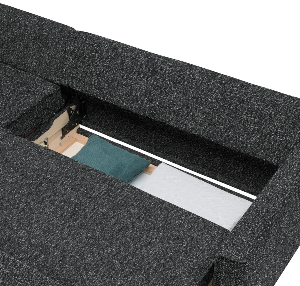 ECKSOFA  in Mikrovelours Anthrazit  170/237 cm  - Eichefarben/Anthrazit, KONVENTIONELL, Holz/Textil (170/237cm) - Sedda