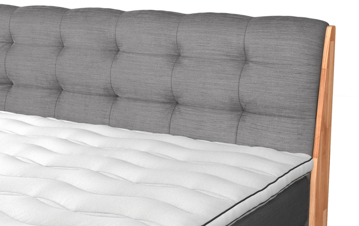 BOXSPRING-ÁGY 160/200 cm  világosszürke  - világosszürke/fekete, Natur, textil/fa (160/200cm)