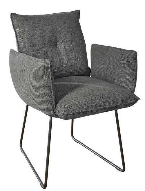 ARMLEHNSTUHL  in Stahl Struktur  - Schwarz/Grau, Design, Textil/Metall (65/90/70cm) - Dieter Knoll