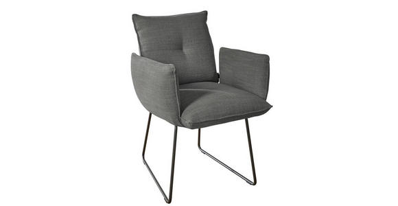 ARMLEHNSTUHL in Stahl Struktur - Schwarz/Grau, Design, Textil/Metall (65/90/70cm) - Dieter Knoll