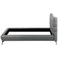 POLSTERBETT 180/200 cm,  in Grau, gepolstertes Kopfteil,  - Schwarz/Grau, Design, Leder/Metall (180/200cm) - Esposa