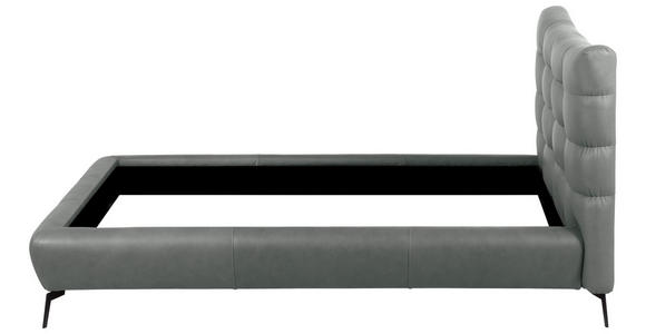POLSTERBETT 180/200 cm,  in Grau, gepolstertes Kopfteil,  - Schwarz/Grau, Design, Leder/Metall (180/200cm) - Esposa