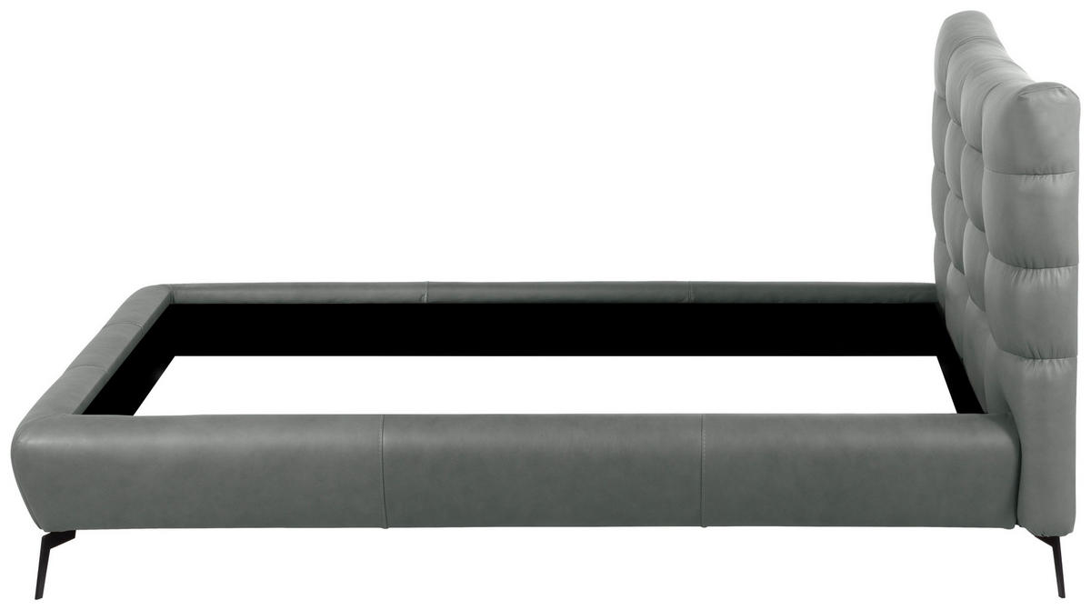 POLSTERBETT gepolstertes Kopfteil Grau 180/200 cm  - Schwarz/Grau, Design, Leder/Metall (180/200cm) - Esposa