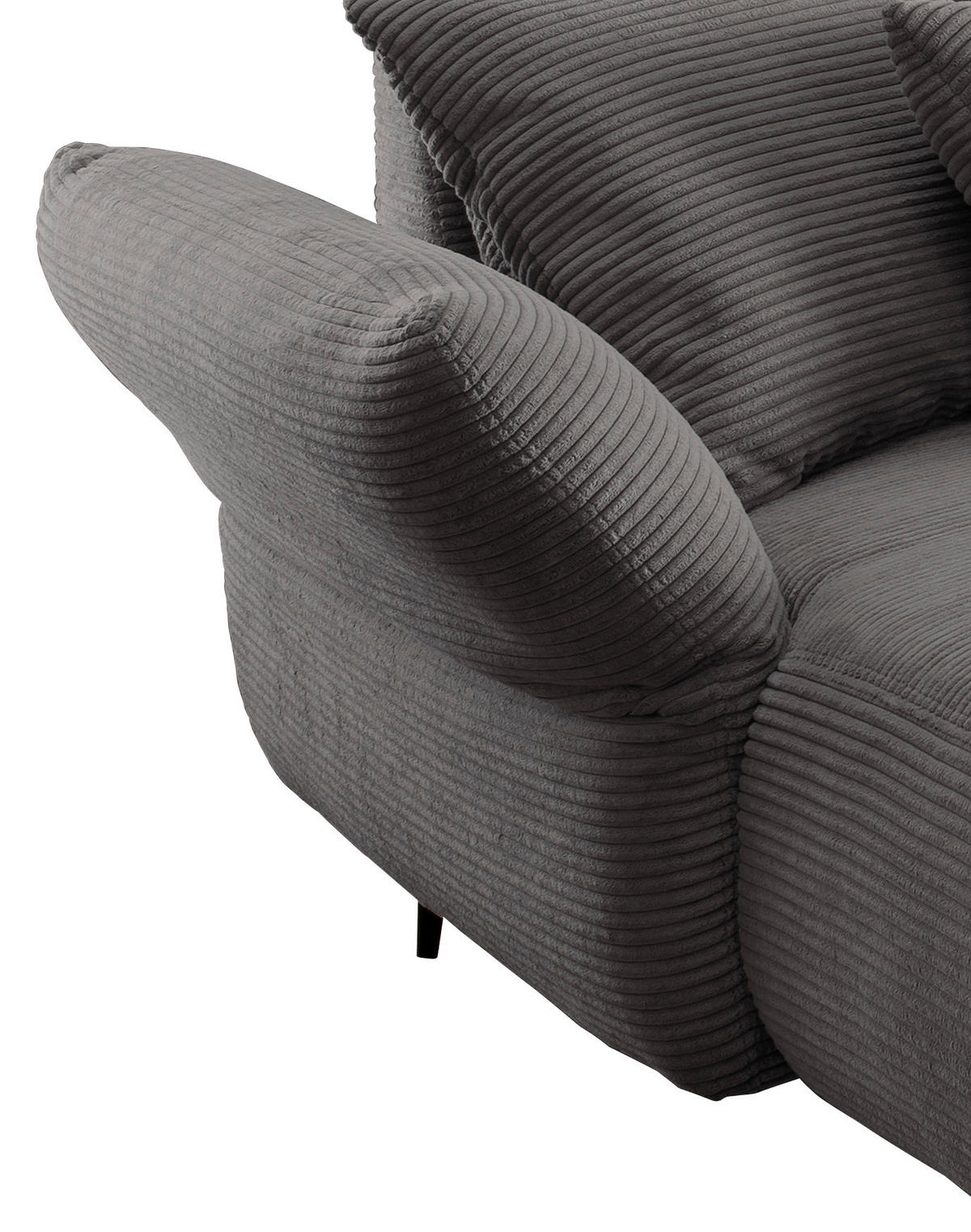 ECKSOFA in Cord Grau  178/264-302 cm  - Schwarz/Grau, Design, Textil/Metall (178/264-302cm) - Livetastic