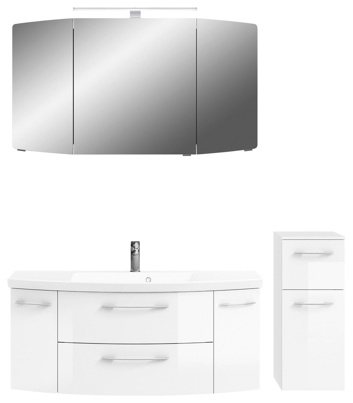 BADEZIMMER 4-teilig  in 151 cm  - Chromfarben/Weiß Hochglanz, KONVENTIONELL, Glas/Holzwerkstoff (151cm) - Pelipal