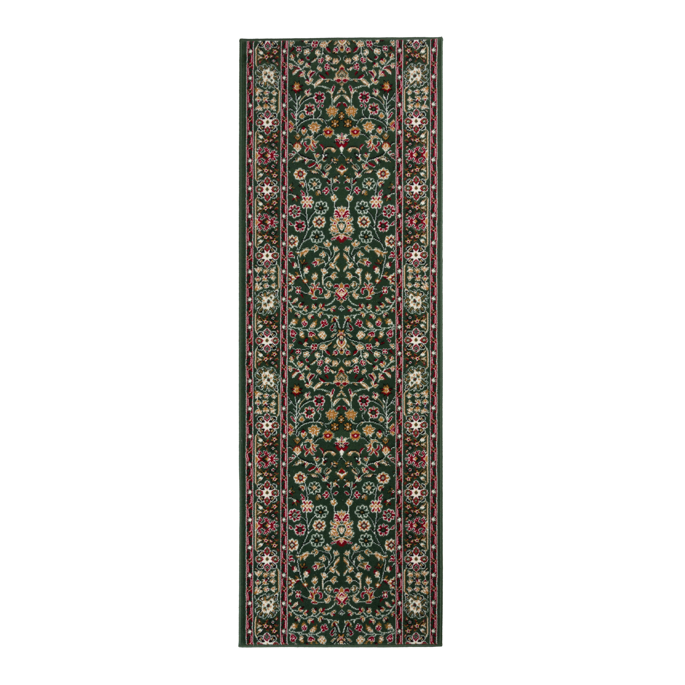 XXXLutz Läufer Shiraz Creme, Dunkelrosa, Waldgrün 60x500 cm