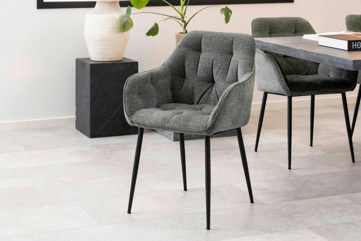 STOL MED ARMSTÖD vävt tyg  - svart/antracit, Design, metall/textil (58/83/55cm)