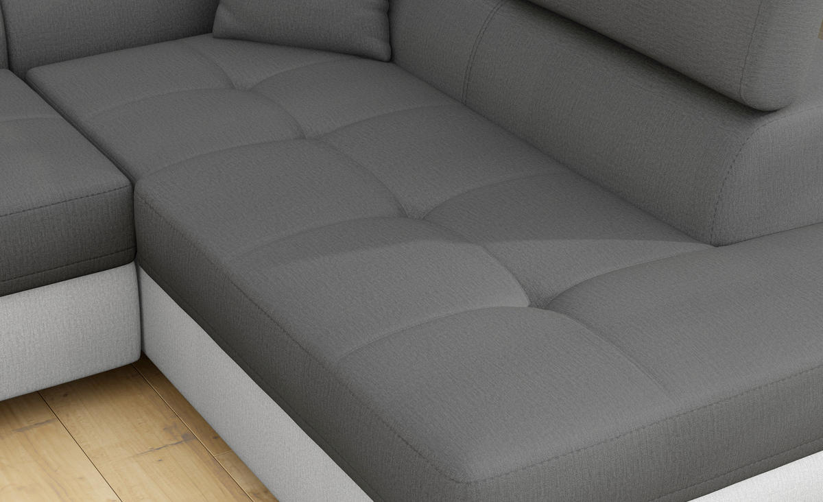 ECKSOFA  Grau, Hellgrau Textilgeflecht  - Chromfarben/Hellgrau, Design, Textil/Metall (203/272cm) - MID.YOU