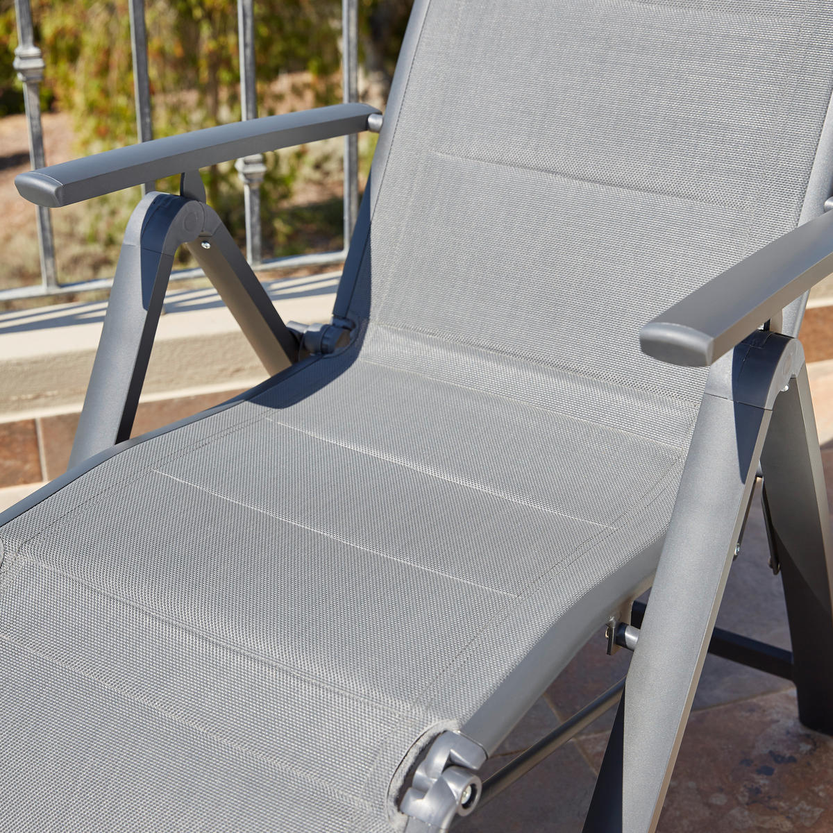 Scaun Relaxare De Grădină 60/110/72 cm  - antracit/gri, Konventionell, metal/textil (60/110/72cm) - Ambia Garden