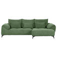 ECKSOFA in Cord Olivgrün  311/176 cm  - Schwarz/Olivgrün, KONVENTIONELL, Textil/Metall (311/176cm) - Carryhome