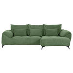 ECKSOFA in Cord Olivgrün  311/176 cm  - Schwarz/Olivgrün, KONVENTIONELL, Textil/Metall (311/176cm) - Carryhome