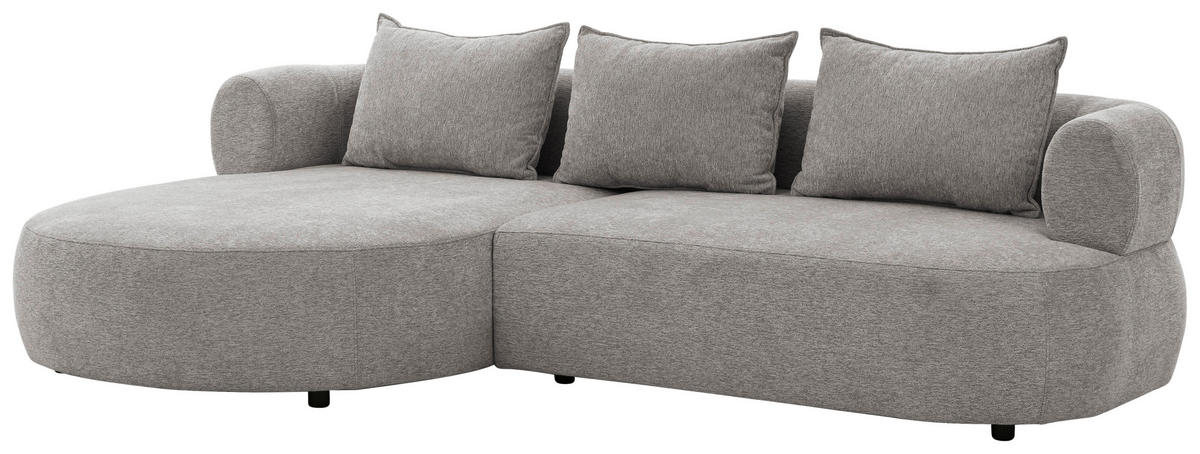 ECKSOFA in Chenille Grau  156/256 cm  - Schwarz/Grau, Design, Kunststoff/Textil (156/256cm) - Livetastic