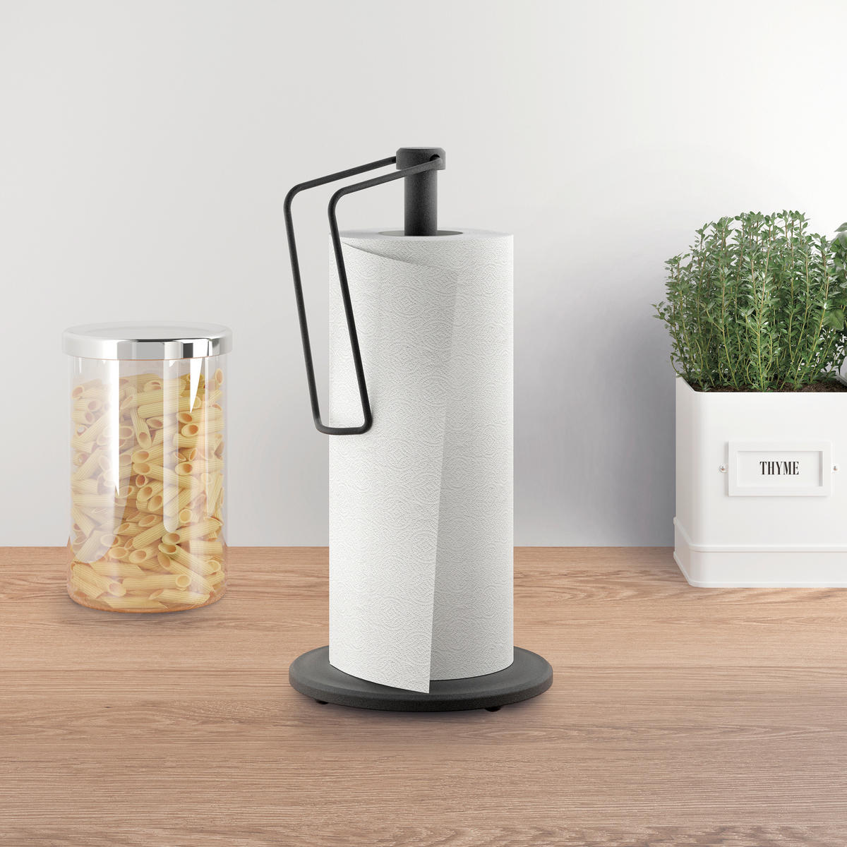 KÜCHENROLLENHALTER - Schwarz, Basics, Metall (16/33/16cm) - Metaltex