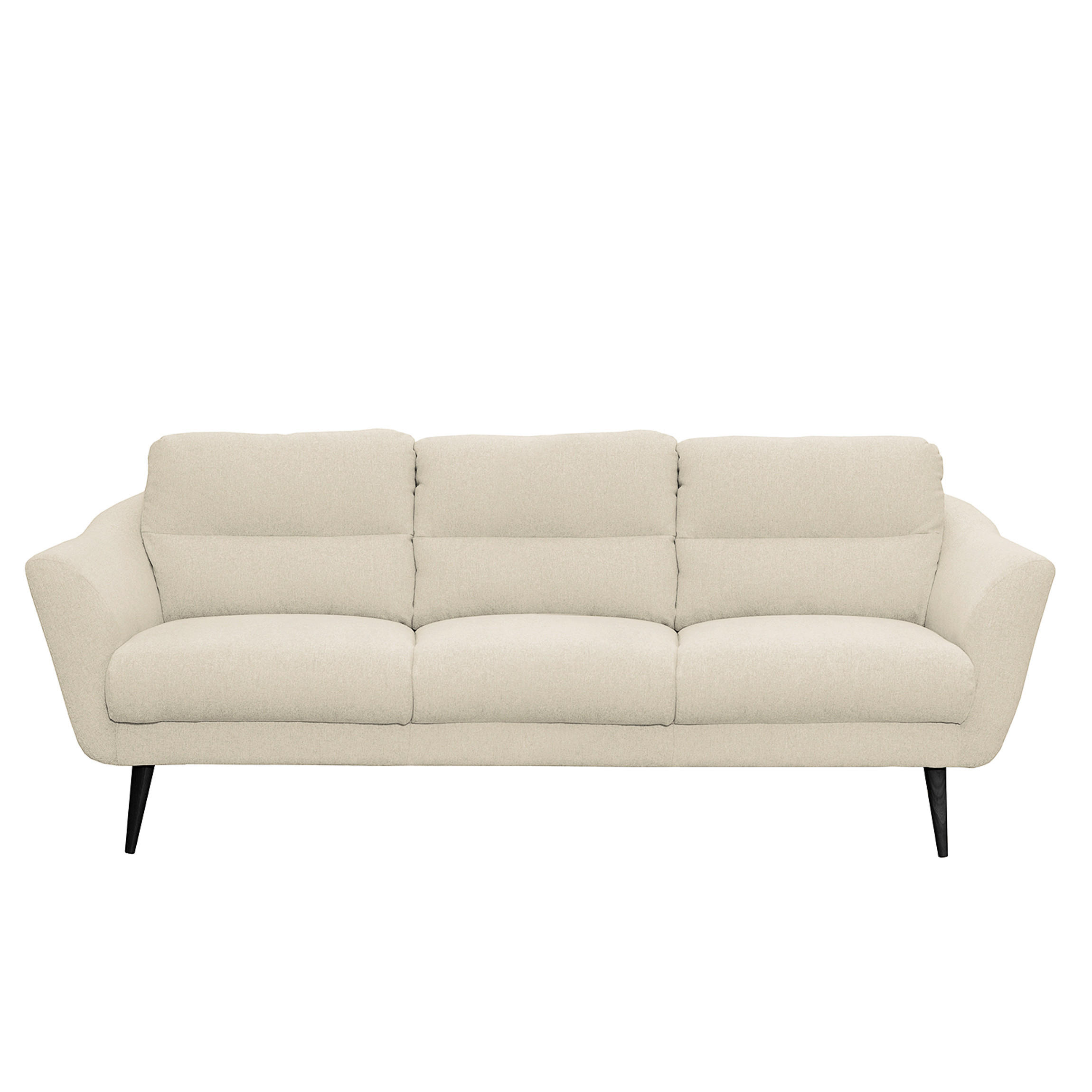 3-SITZER-SOFA in Webstoff Creme  - Creme/Schwarz, Design, Holz/Textil (209/87/88cm) - Livetastic
