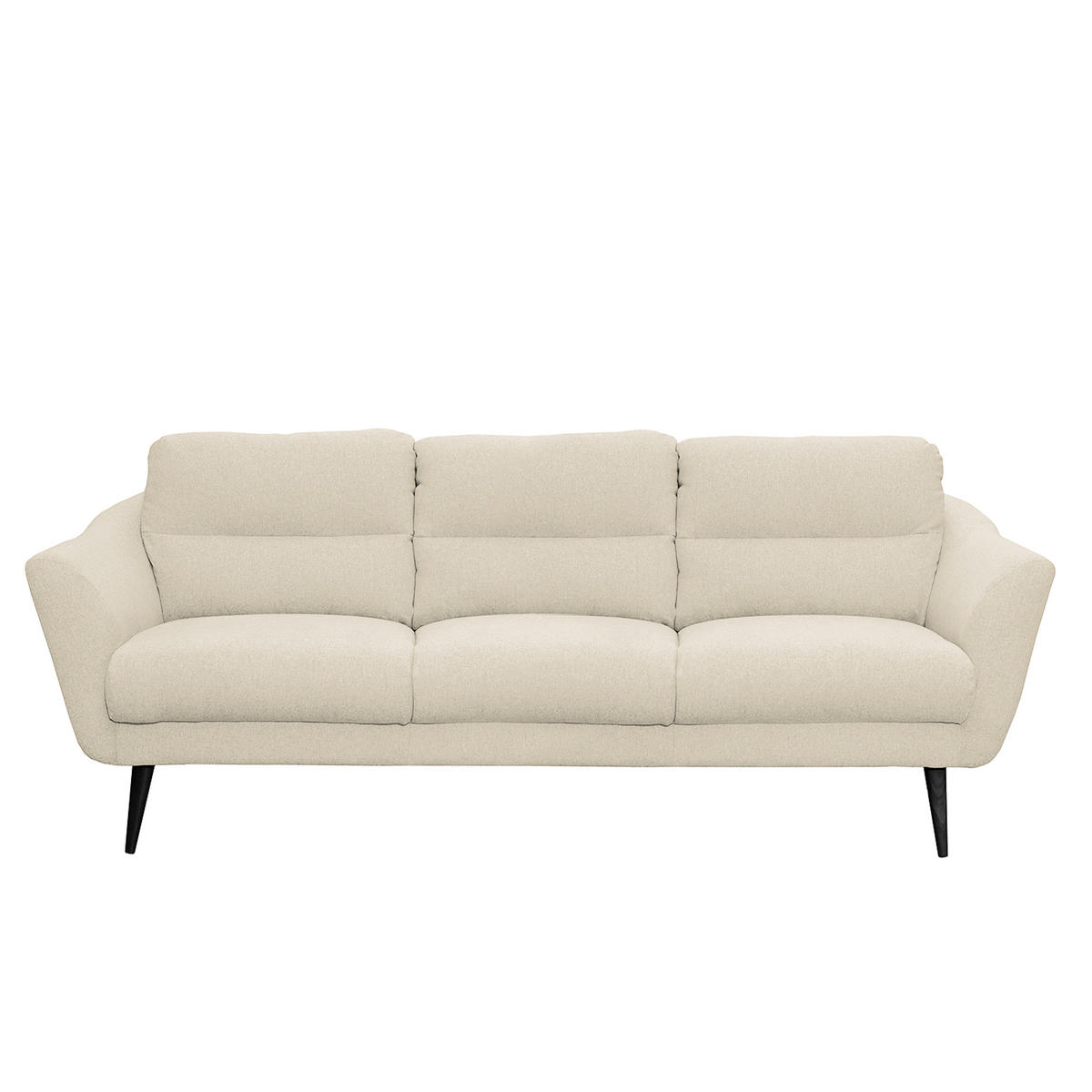 3-SITZER-SOFA in Webstoff Creme  - Creme/Schwarz, Design, Holz/Textil (209/87/88cm) - Livetastic