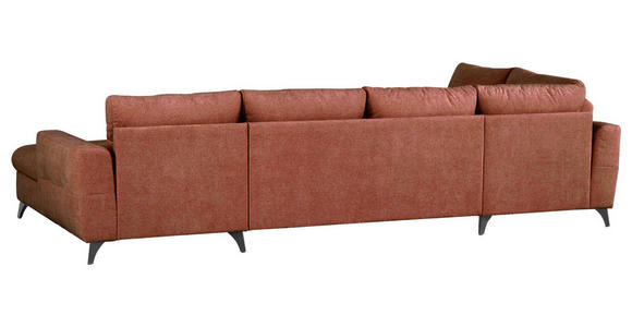WOHNLANDSCHAFT Rot Chenille  - Rot/Schwarz, KONVENTIONELL, Textil/Metall (188/340/160cm) - Xora