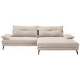 ECKSOFA in Flachgewebe Creme  - Creme/Schwarz, KONVENTIONELL, Textil/Metall (294/176cm) - Carryhome