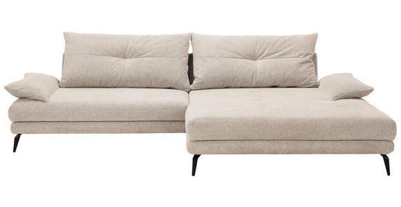 ECKSOFA in Flachgewebe Creme  - Creme/Schwarz, KONVENTIONELL, Textil/Metall (294/176cm) - Carryhome