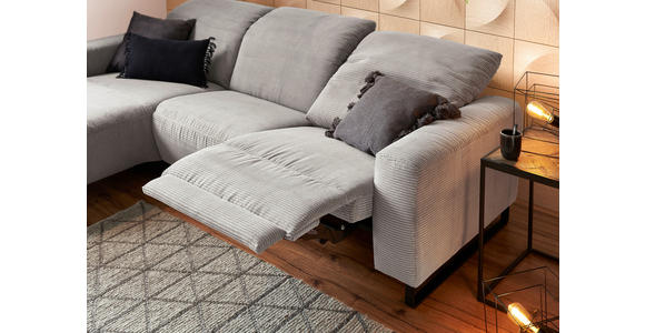 ECKSOFA in Cord Grau  - Schwarz/Grau, KONVENTIONELL, Textil/Metall (180/266cm) - Hom`in