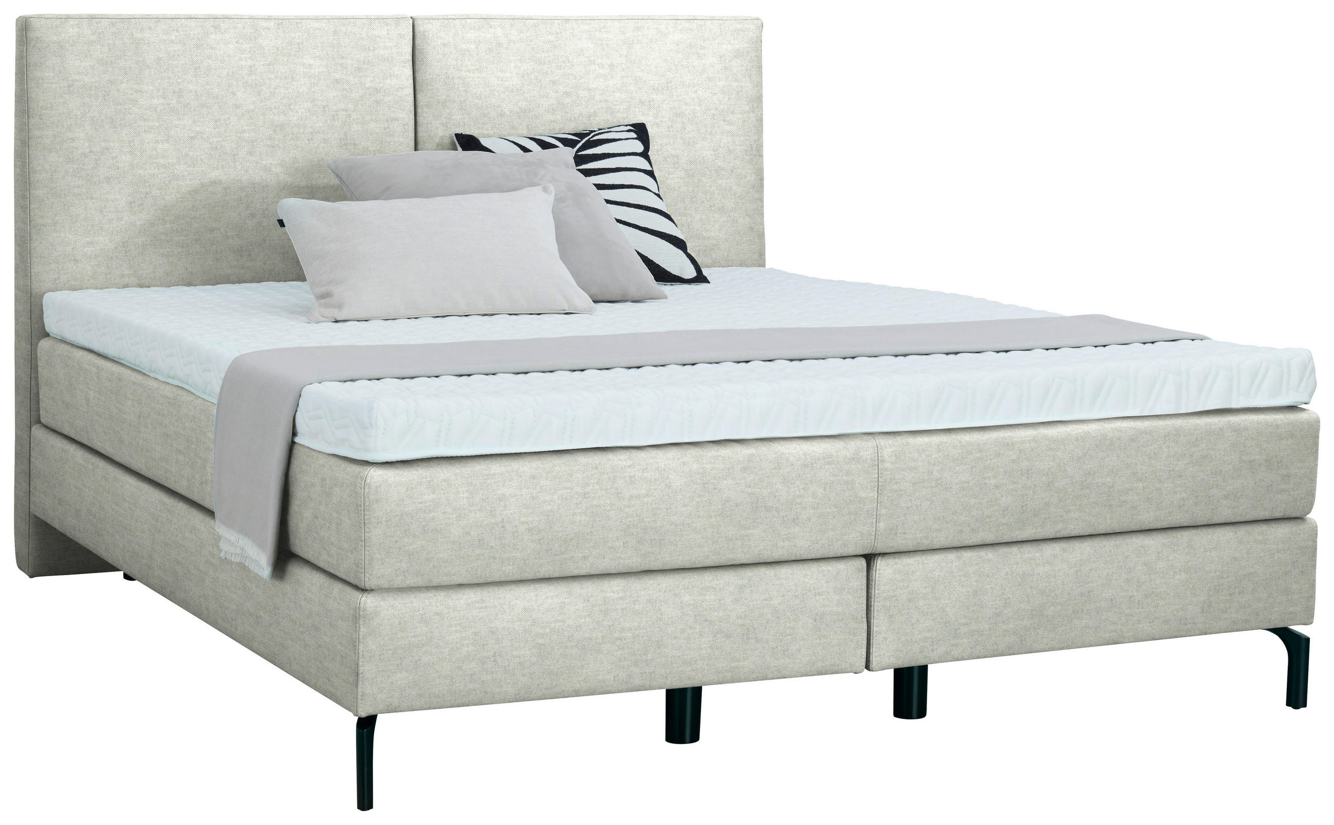 BOXSPRINGBETT 160/200 cm  in Hellgrau  - Hellgrau/Schwarz, KONVENTIONELL, Textil/Metall (160/200cm) - Dieter Knoll