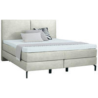 BOXSPRINGBETT 180/200 cm  in Hellgrau  - Hellgrau/Schwarz, Konventionell, Textil/Metall (180/200cm) - Dieter Knoll