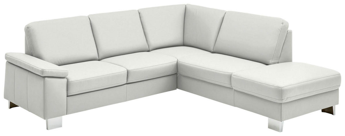 ECKSOFA  in Echtleder Weiß  248/235 cm  - Alufarben/Weiß, Design, Leder/Metall (248/235cm) - Beldomo Premium