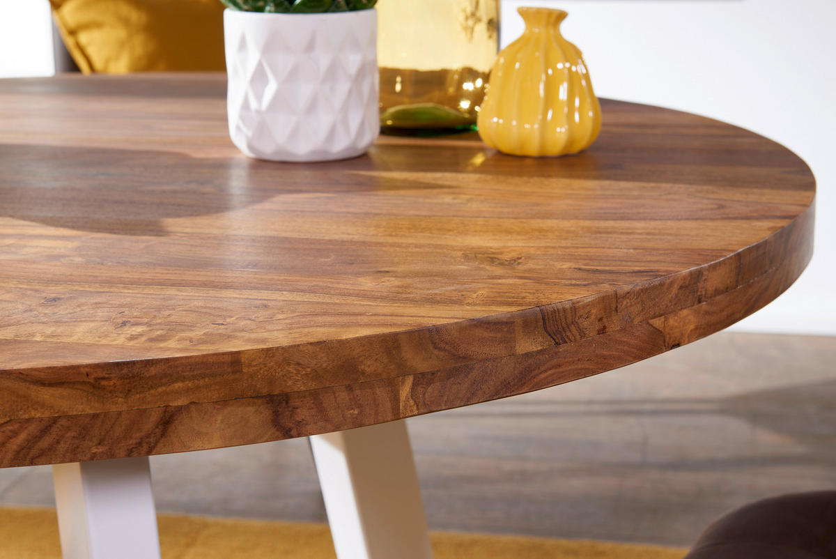 ESSTISCH in Holz  - Sheeshamfarben/Weiß, Design, Holz/Metall (130/77cm) - MID.YOU