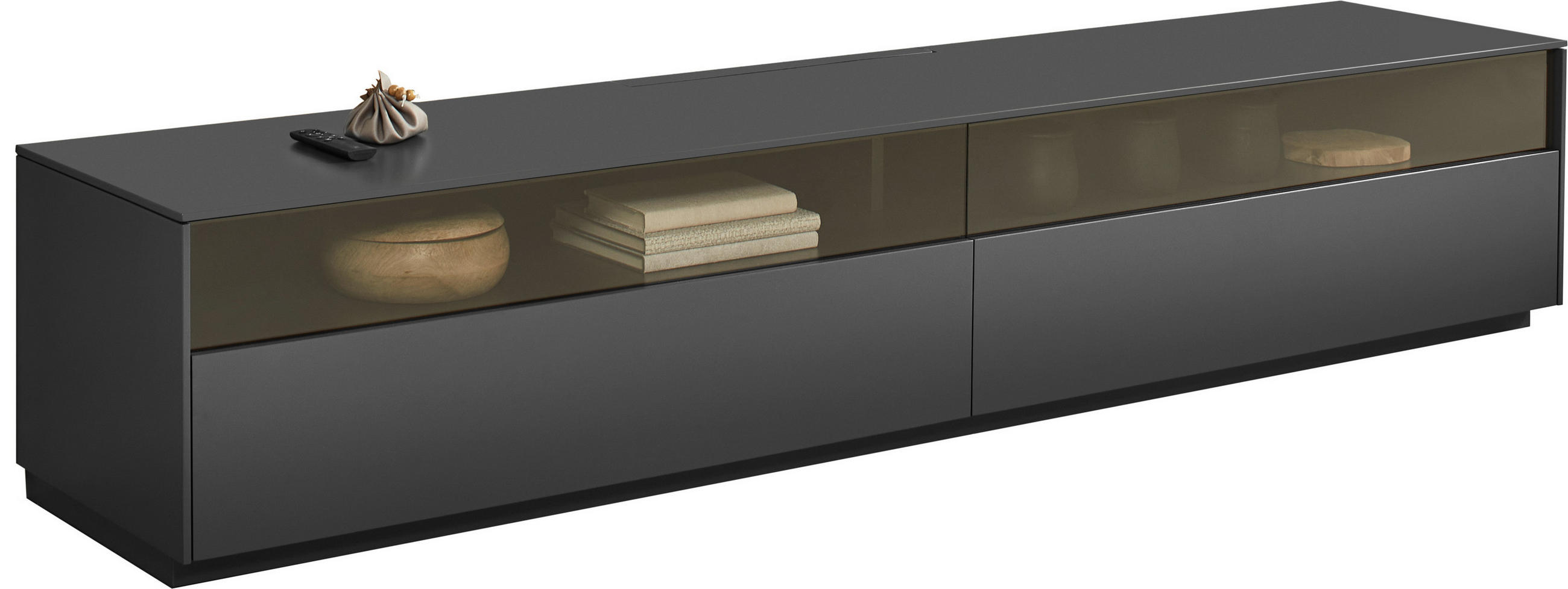 LOWBOARD Dunkelgrau  216/42/46 cm  - Dunkelgrau, Design, Glas/Holzwerkstoff (216/42/46cm) - Emilio Belluti