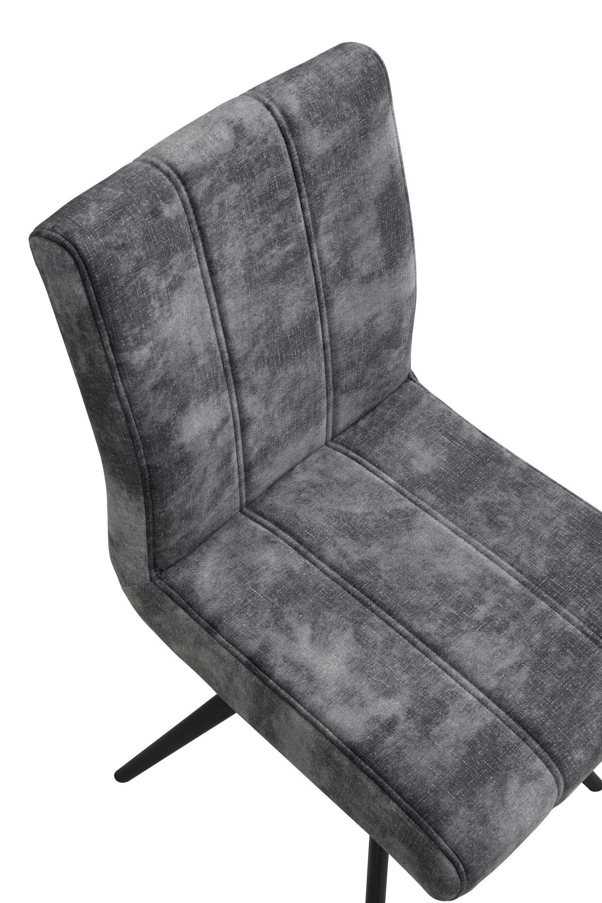 STUHL-SET 4 Stück erweiterbar, Sitzfläche 360° drehbar Samt, Mikrofaser  Anthrazit  - Anthrazit/Schwarz, MODERN, Textil/Metall (44/89/67cm) - P & B