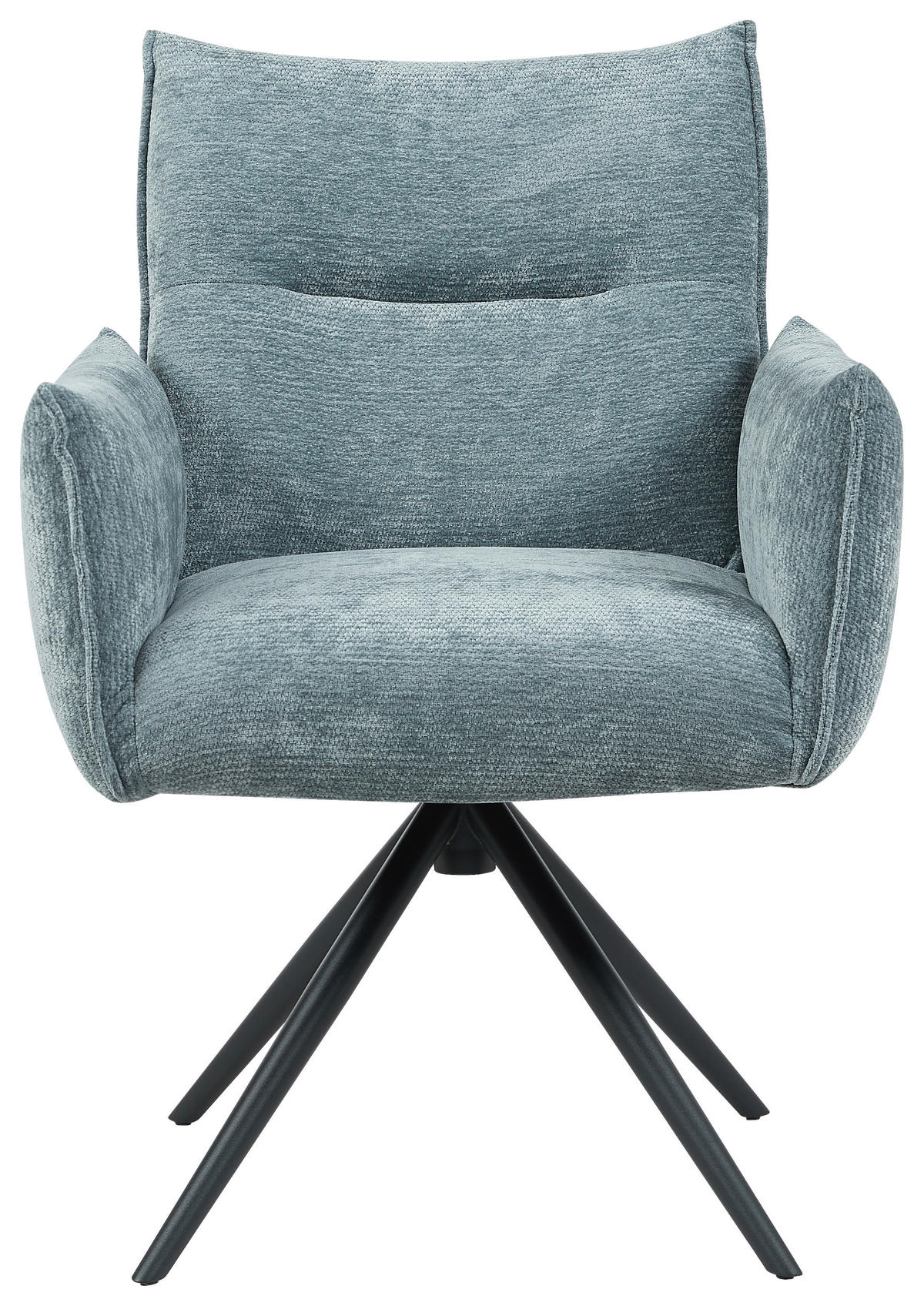 ARMLEHNSTUHL  Sitzfläche 360° drehbar, automatische Rückholfunktion Leinenoptik  - Blau/Schwarz, Design, Textil/Metall (67/86/62cm) - Stylife
