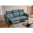 TRAPEZSOFA in Echtleder Graublau  - Graublau/Schwarz, KONVENTIONELL, Leder/Metall (221/103/95cm) - Dieter Knoll