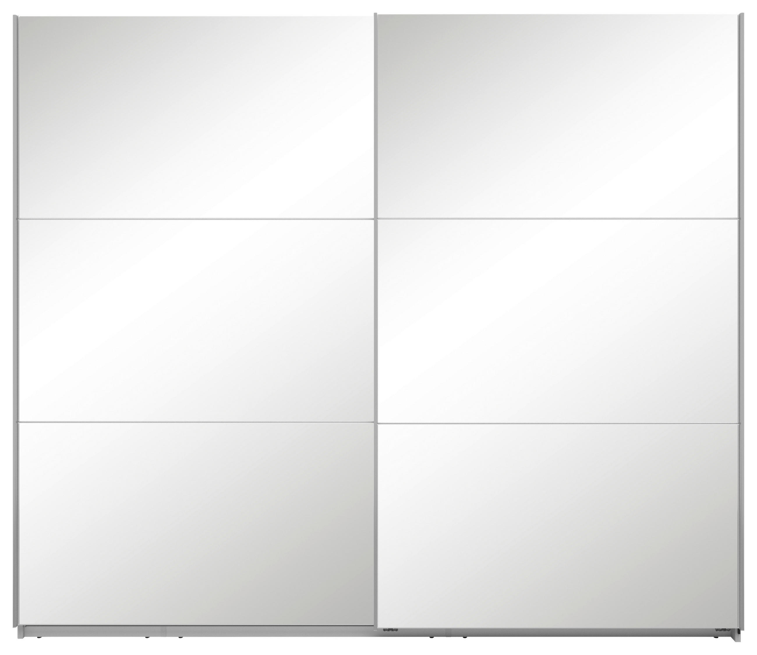 SCHWEBETÜRENSCHRANK  in Weiß  - Silberfarben/Weiß, Basics, Glas/Holzwerkstoff (250/216/64cm) - Boxxx