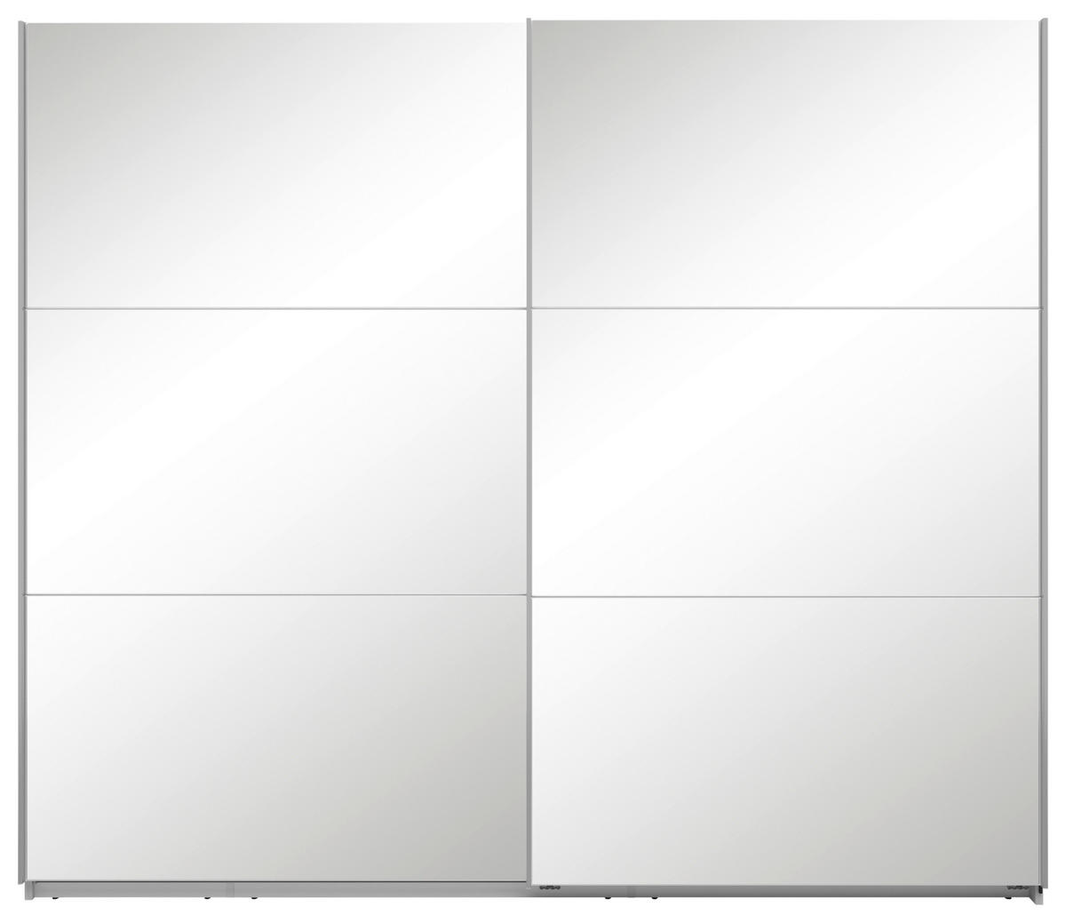 SCHWEBETÜRENSCHRANK 250/216/64 cm 2-türig Weiß  - Silberfarben/Weiß, Basics, Glas/Holzwerkstoff (250/216/64cm) - Boxxx