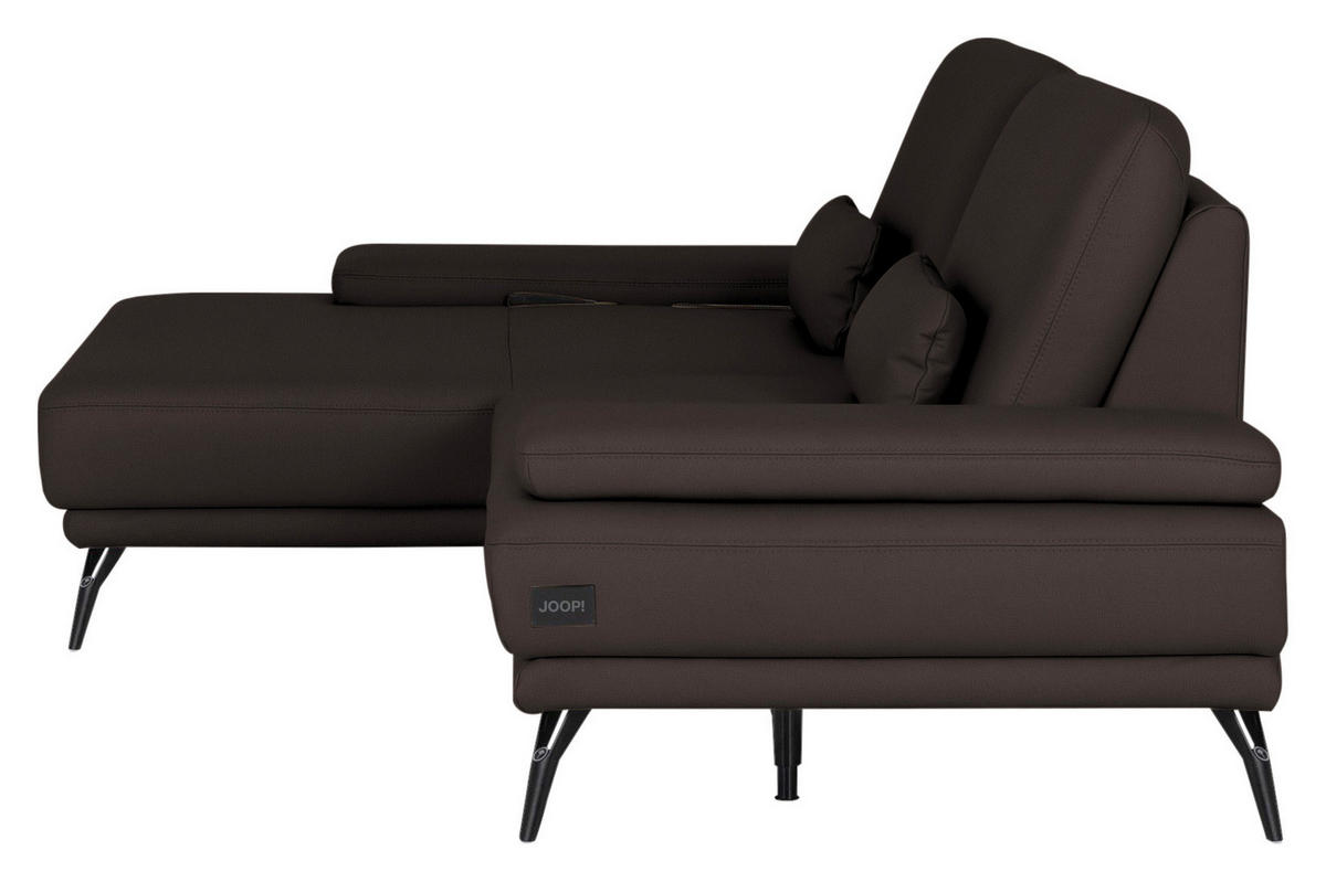 ECKSOFA JOOP! STUDIO in Echtleder Schwarzbraun  180/301 cm  - Schwarzbraun/Schwarz, KONVENTIONELL, Leder/Metall (180/301cm) - Joop!