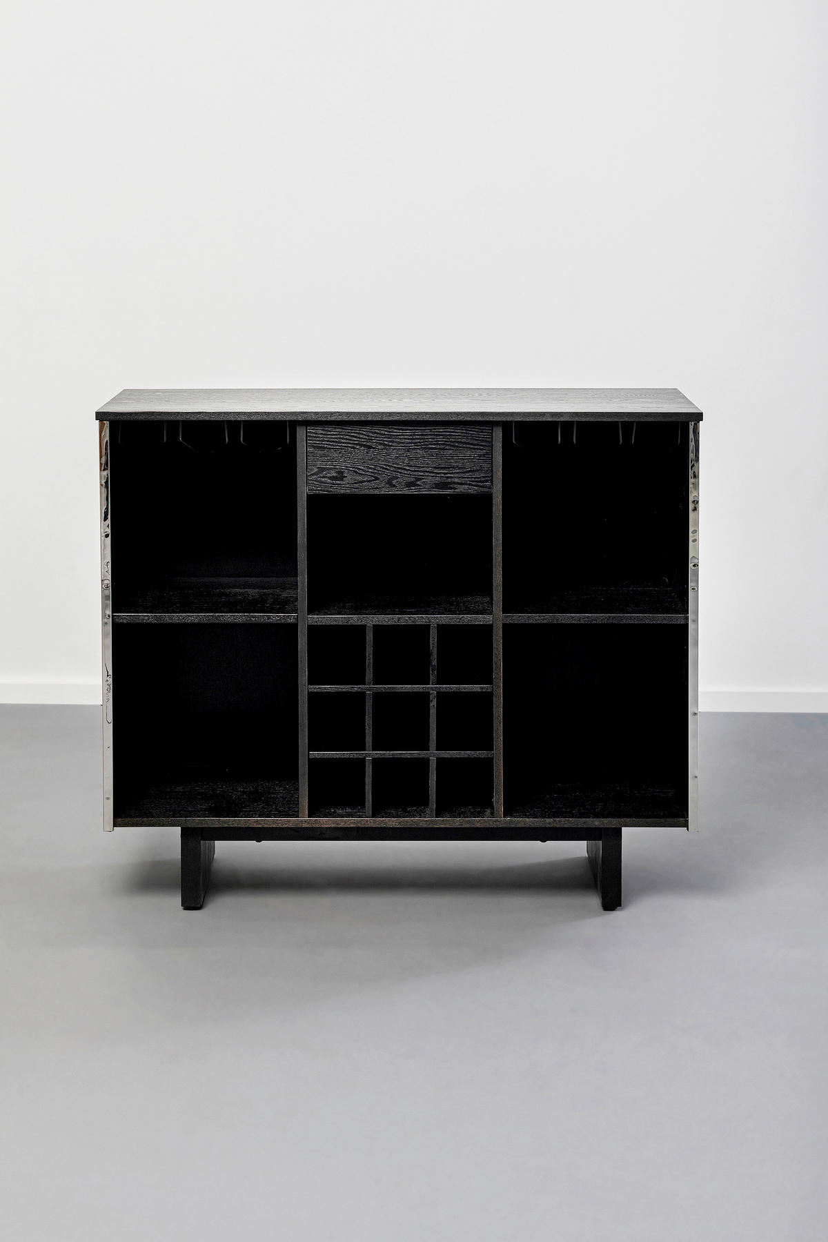 BAR Esche Grau, Eschefarben, Chromfarben  - Chromfarben/Eschefarben, Holz/Metall (120/105/48cm) - Kare-Design