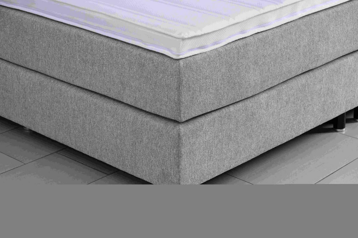 BOXSPRINGBETT 220/200 cm  in Hellgrau  - Hellgrau/Schwarz, Lifestyle, Holz/Textil (220/200cm) - home24