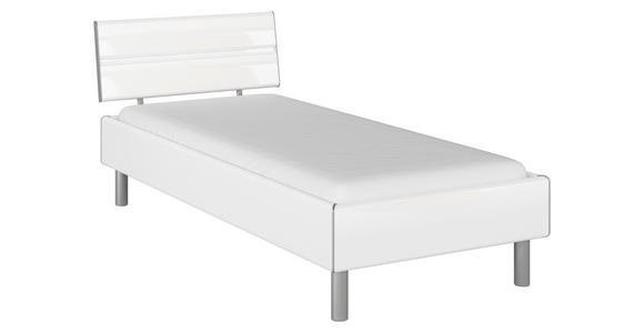 BETT 90/200 cm  in Weiß Hochglanz  - Weiß Hochglanz/Alufarben, Design, Holzwerkstoff/Metall (90/200cm) - Carryhome