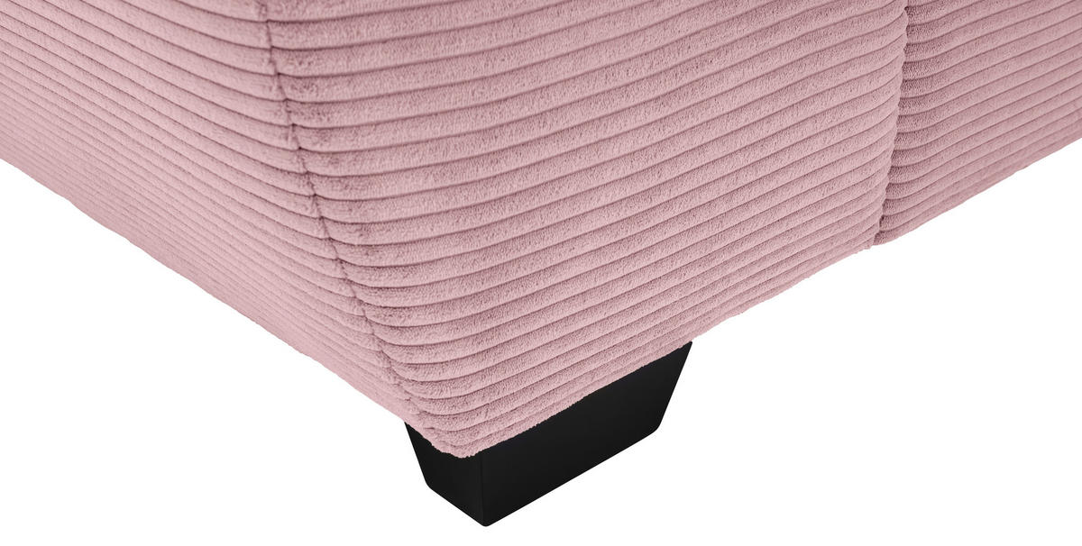 ECKSOFA Rosa Cord Rückenkissen, Armlehnenkissen, Bettkasten, Schlaffunktion, Rücken echt, Liegefläche im Originalstoff  - Schwarz/Rosa, KONVENTIONELL, Kunststoff/Textil (304/212cm) - Carryhome