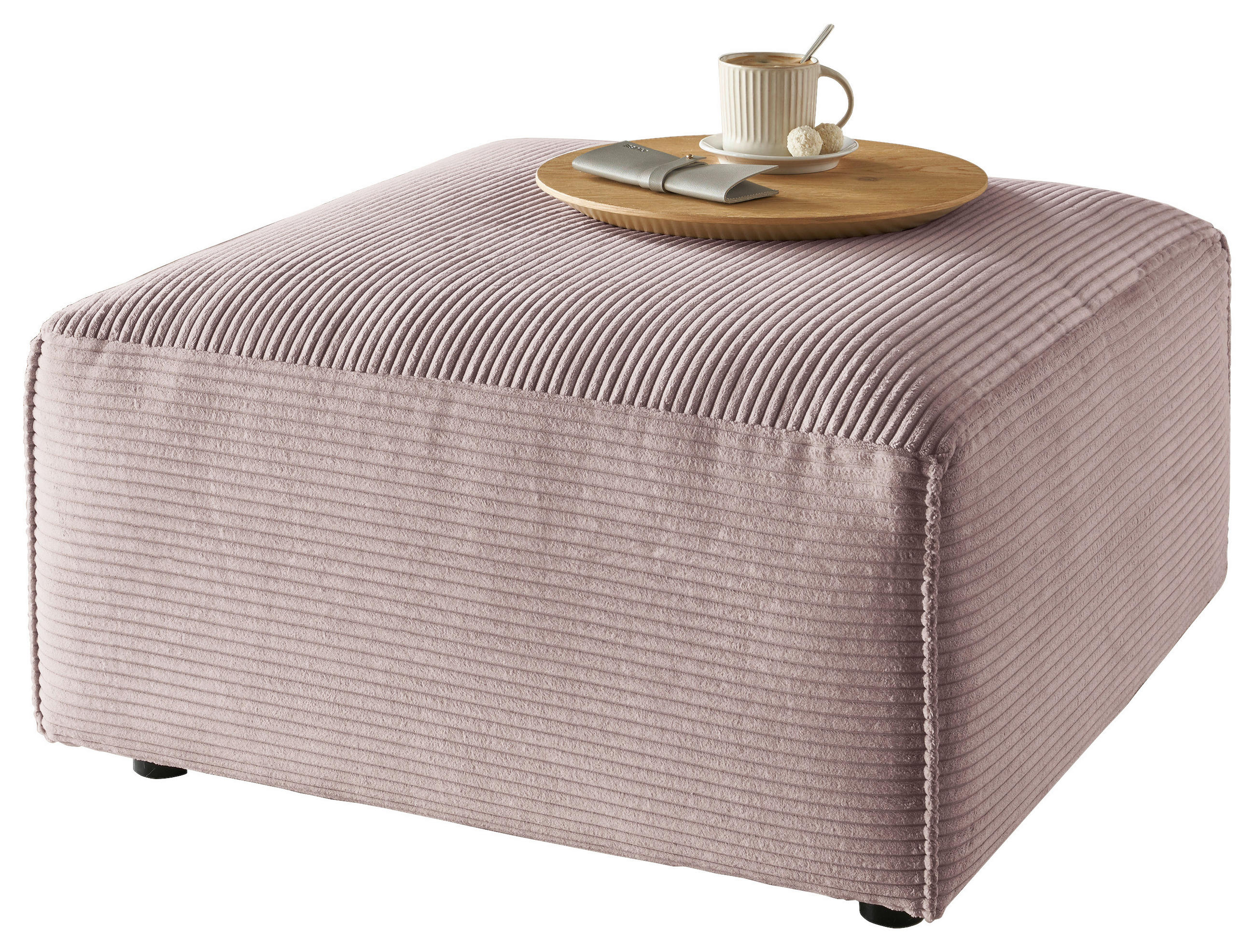 HOCKER Cord Rosa  - Schwarz/Rosa, Design, Kunststoff/Textil (80/71/80cm) - Pure Home Lifestyle