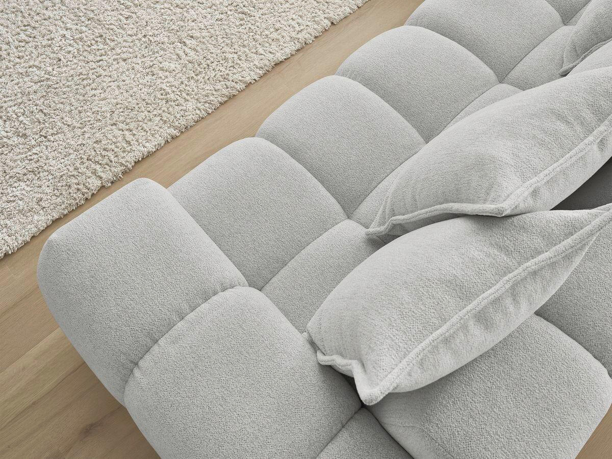 ECKSOFA Ottomane links  EVEREST Hellgrau Flachgewebe  - Hellgrau/Schwarz, MODERN, Kunststoff/Textil (210/352cm)