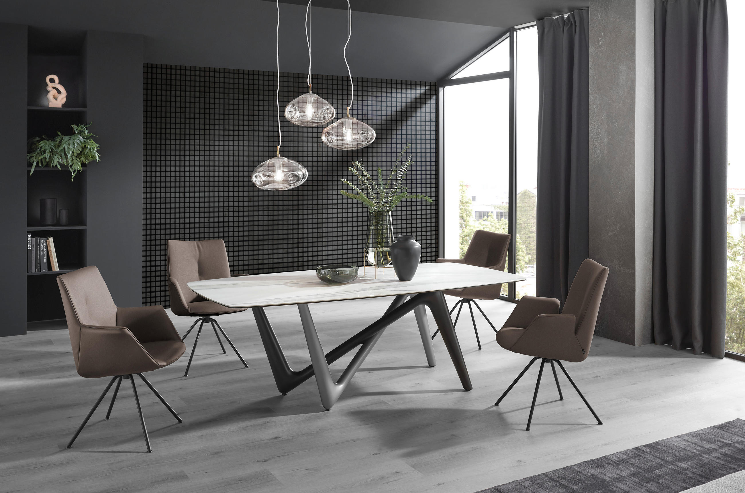ARMLEHNSTUHL  in Stahl Echtleder pigmentiert  - Schwarz/Braun, Design, Leder/Metall (60/90/61cm) - Dieter Knoll