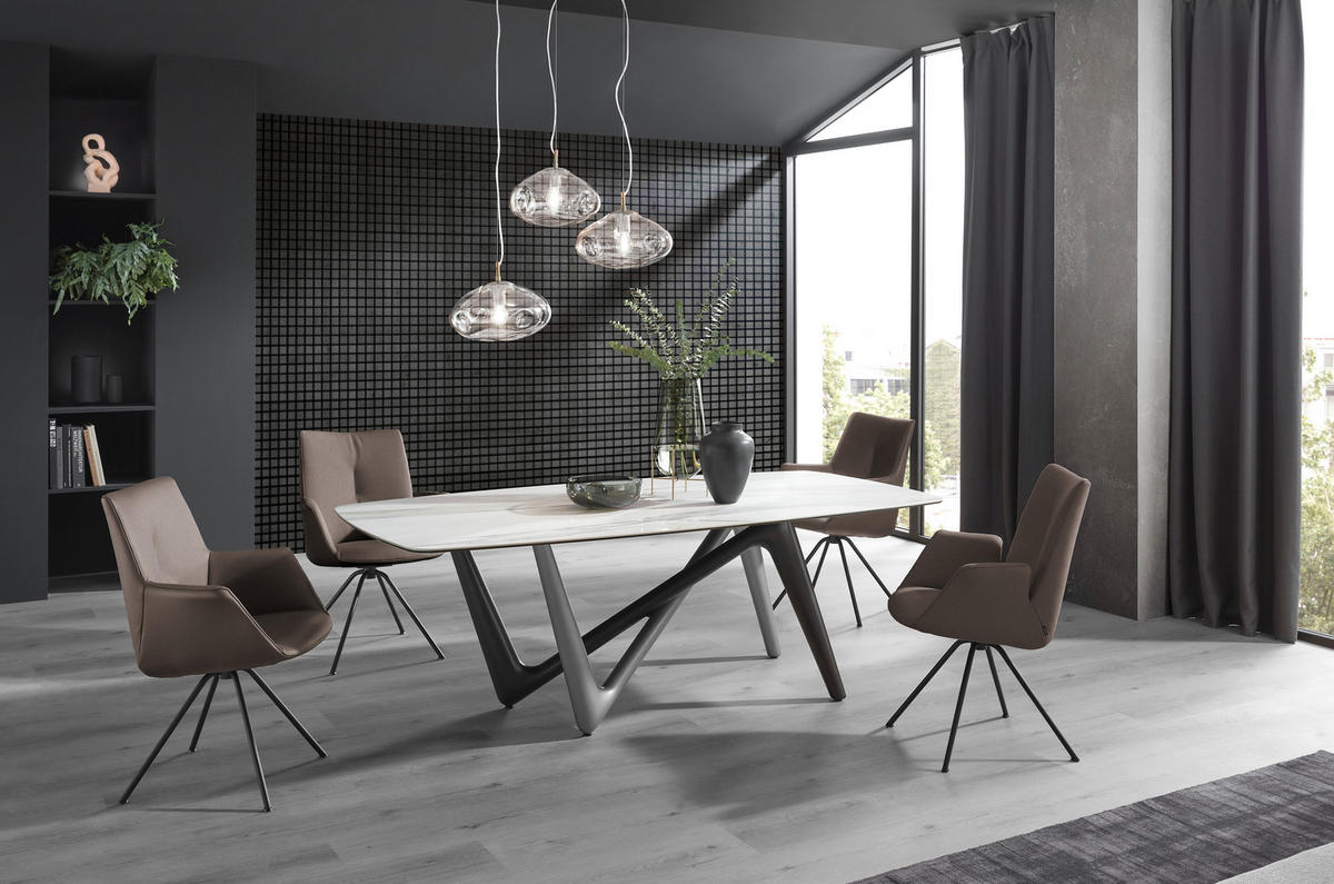 ARMLEHNSTUHL  in Stahl Echtleder pigmentiert  - Schwarz/Braun, Design, Leder/Metall (60/90/61cm) - Dieter Knoll