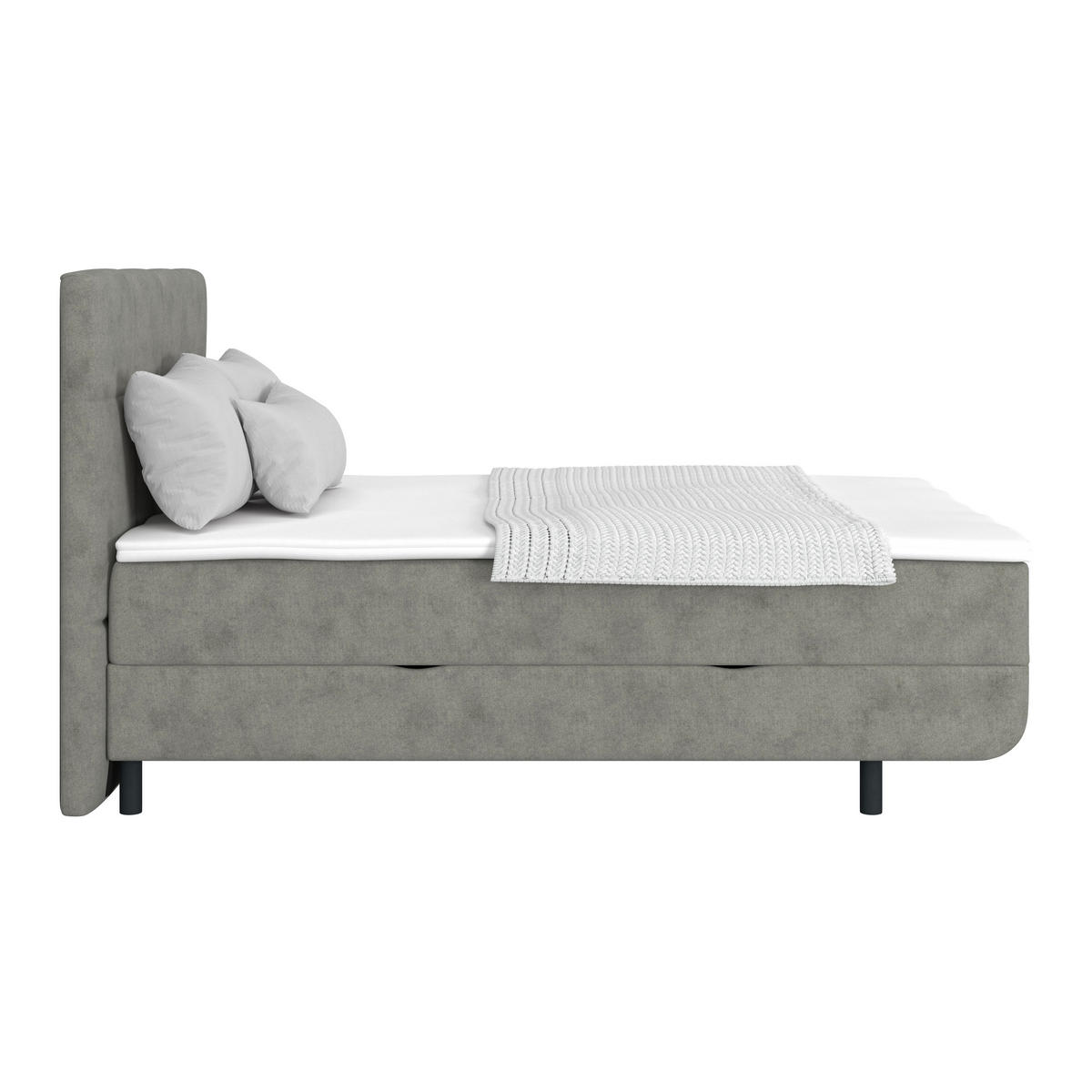 POLSTERBETT Bettkasten, Topper 140/200 cm  in Grau  - Schwarz/Grau, MODERN, Kunststoff/Textil (140/200cm) - MID.YOU