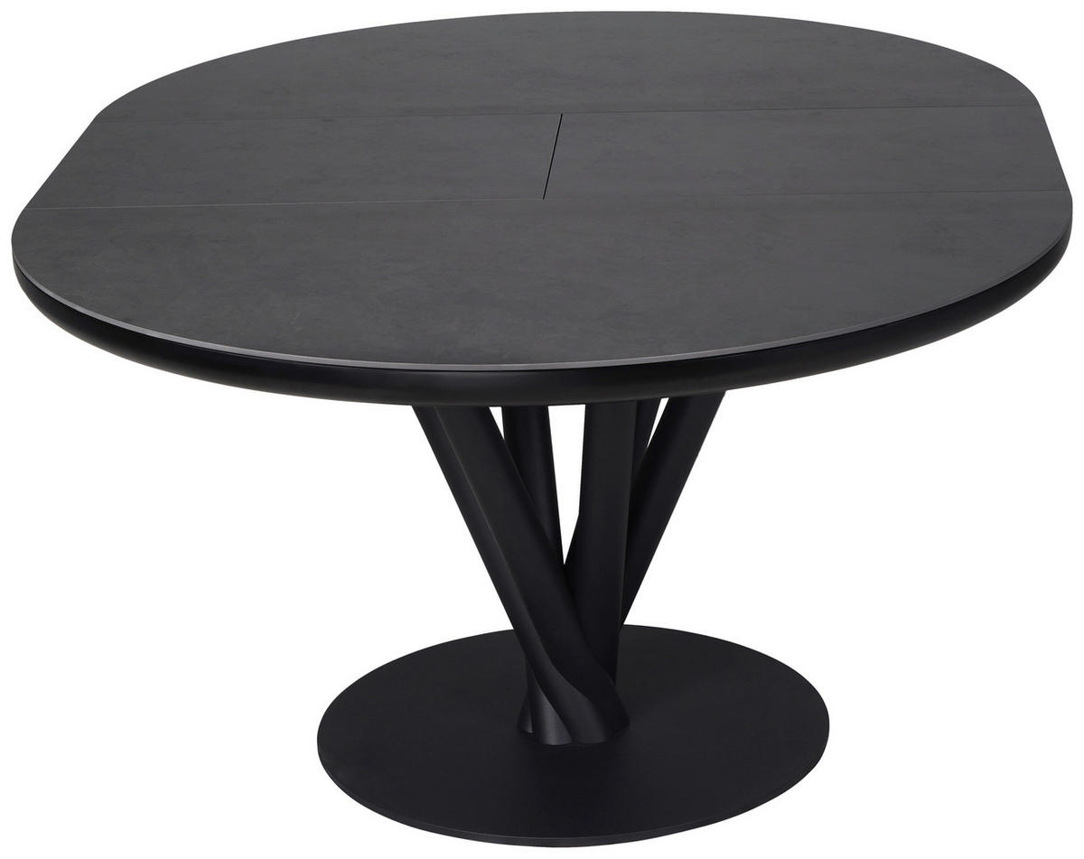 ESSTISCH Dunkelgrau rund  ausziehbar  - Dunkelgrau/Schwarz, Design, Keramik/Holzwerkstoff (120-160/120/76cm) - Novel