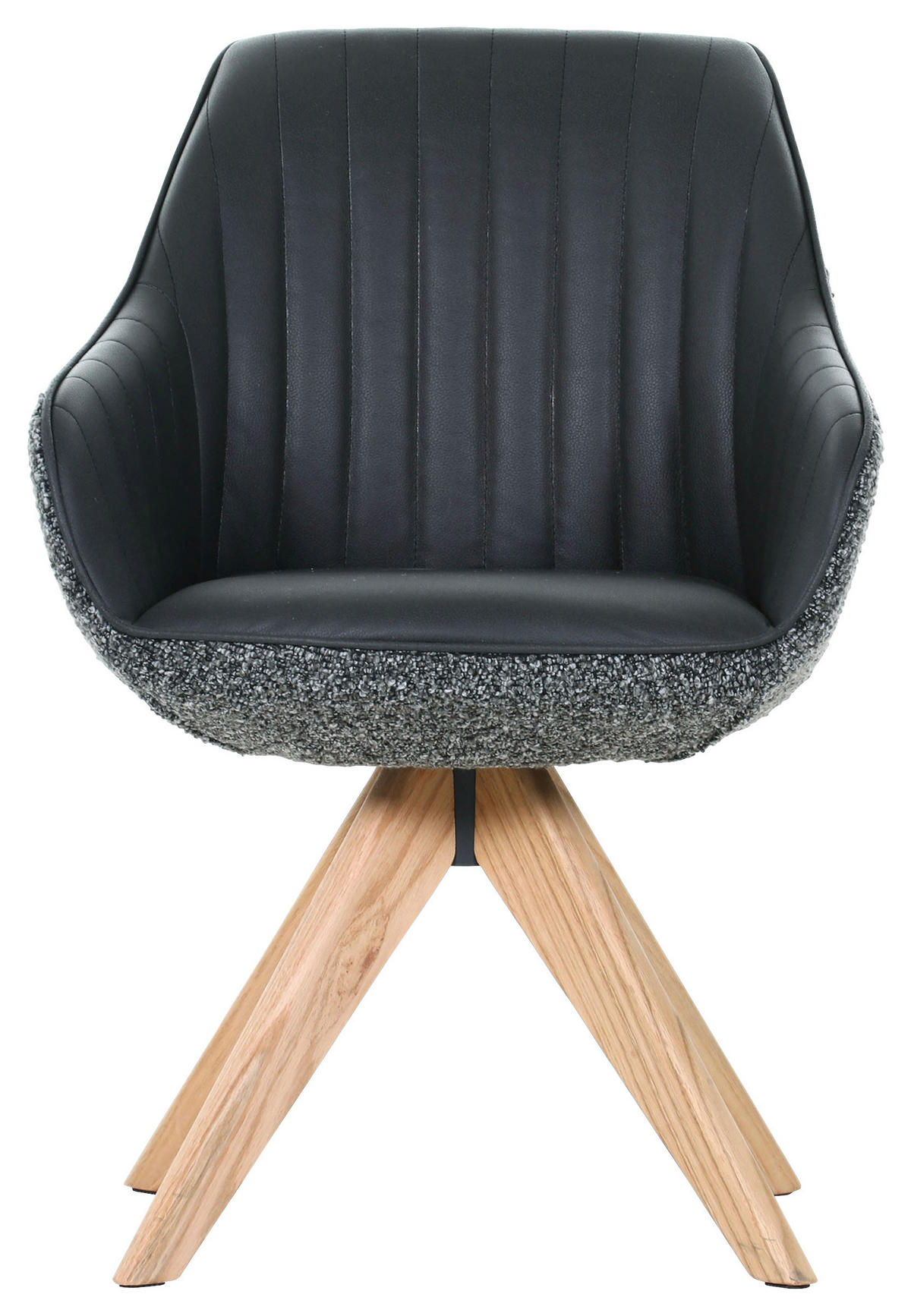 STOLIČKA S PODRÚČKAMI, ženilka, vzhľad kože, čierna, farba duba - čierna/farba duba, Konventionell, drevo/textil (60/83/65cm) - home24