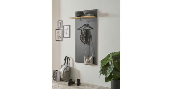 GARDEROBENPANEEL in 64/130/28 cm - Schwarz/Eiche Artisan, Design, Holzwerkstoff (64/130/28cm) - Carryhome