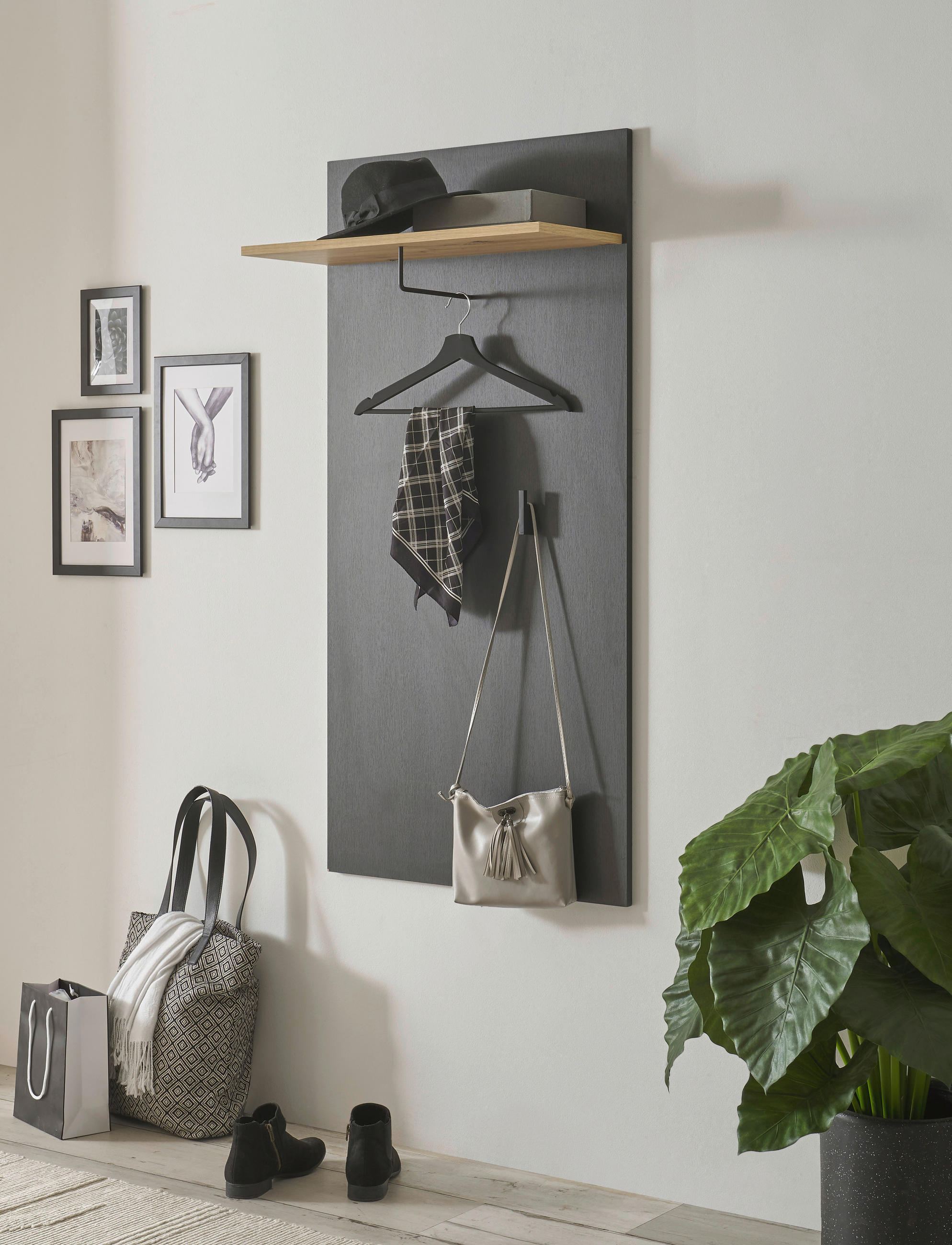 Carryhome ŠATNÍ PANEL, černá, dub artisan, 64/130/28 cm